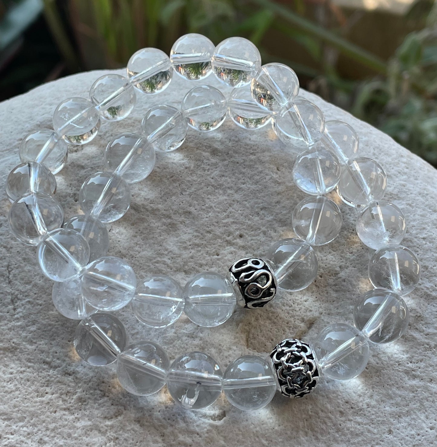 Clear Quartz Bracelet with Silver Charm
