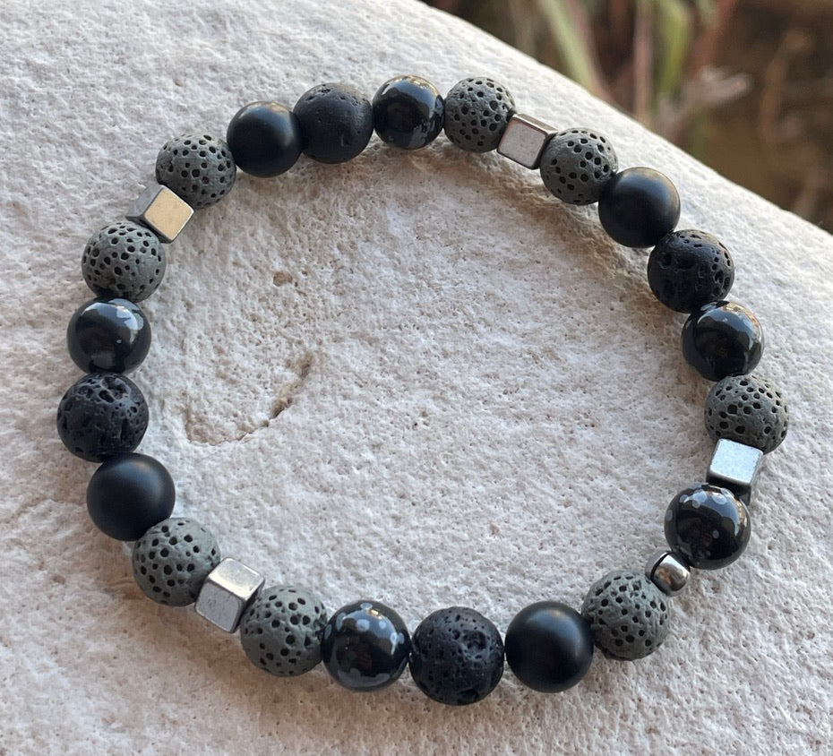 The Triple Action Bracelet with Hematite Cube