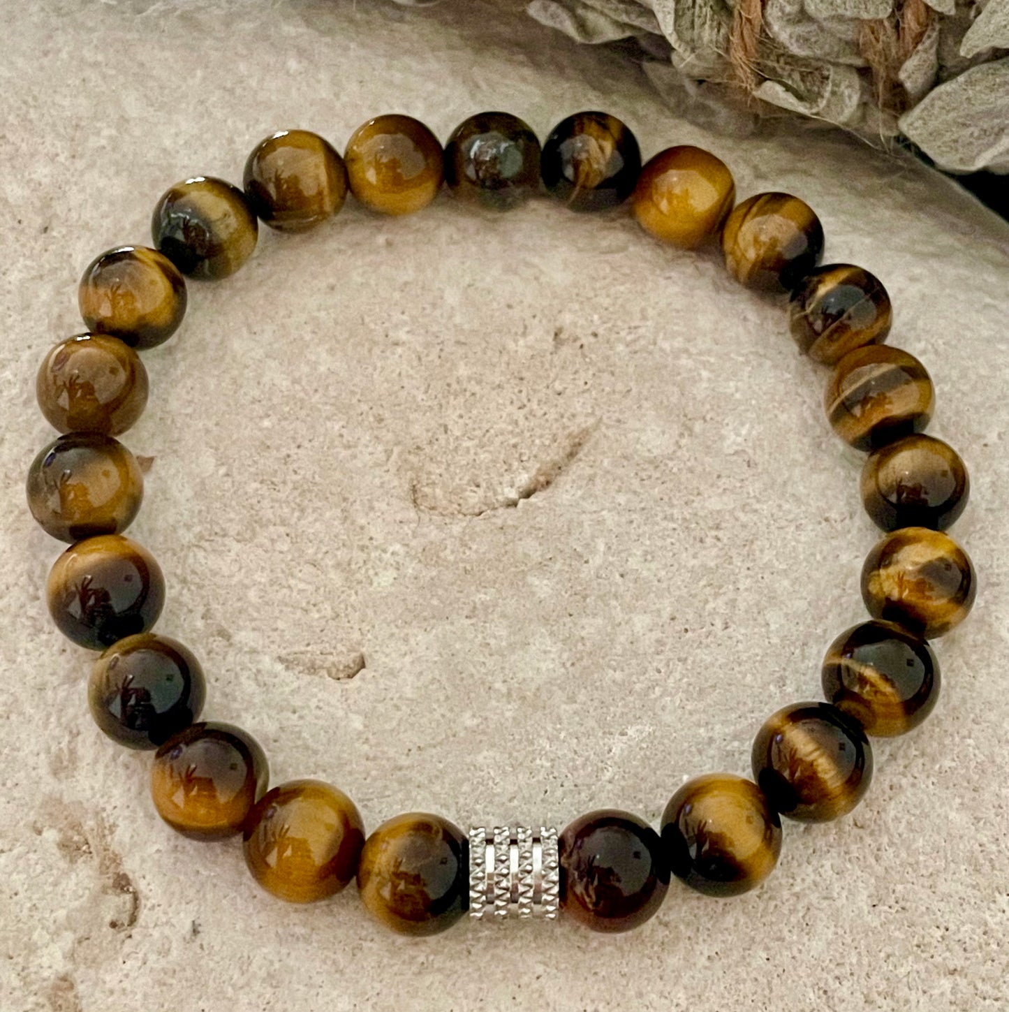 Golden Tiger's Eye Bracelet with SS Cylinder