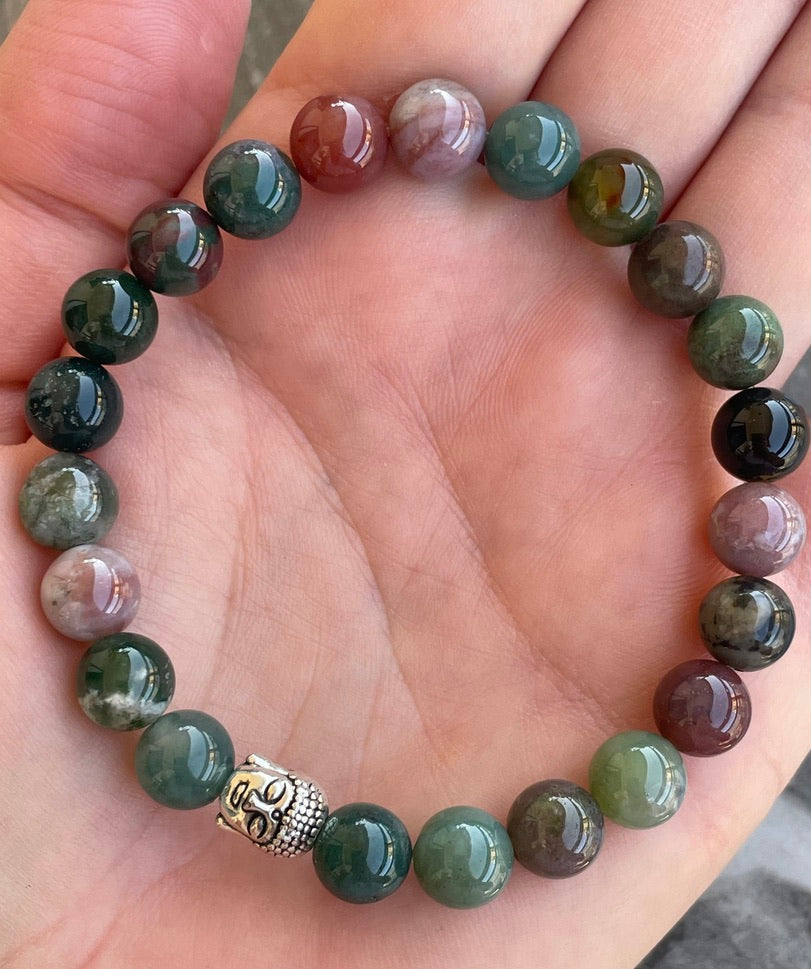 Indian Agate Buddha Head Bracelet - Unisex