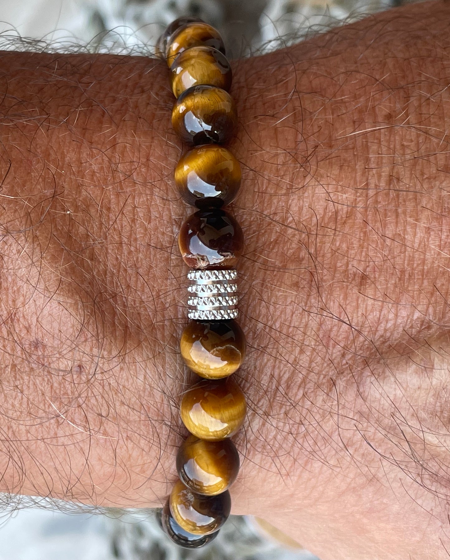 Golden Tiger's Eye Bracelet with SS Cylinder