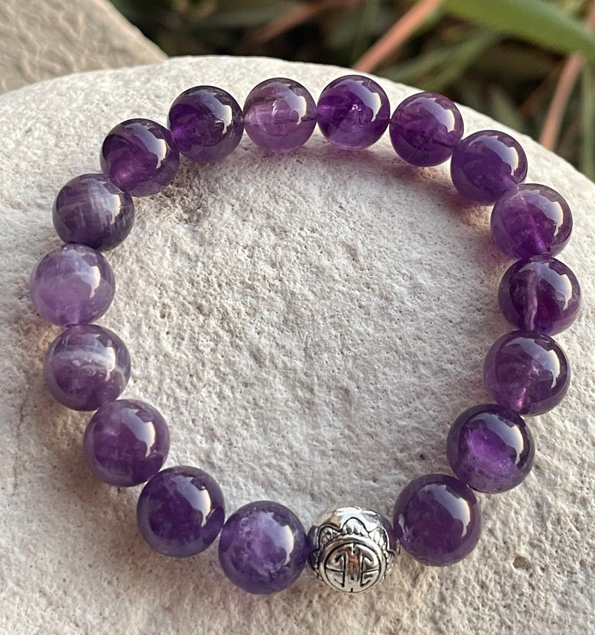 Purple Amethyst Tibetan Charm Bracelet