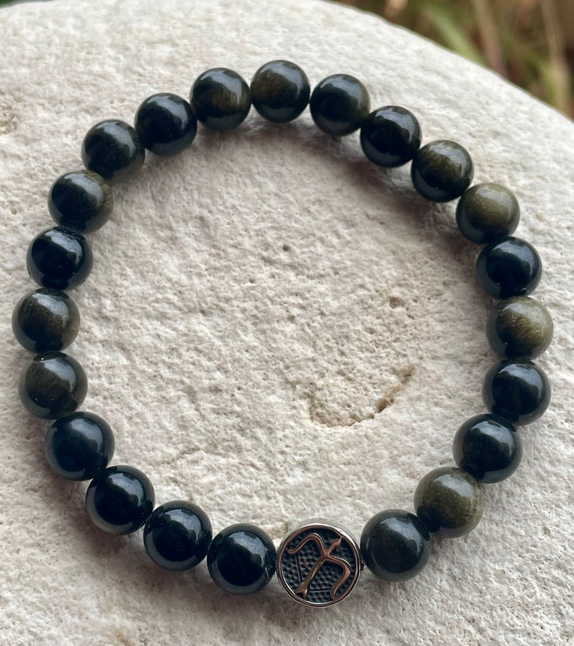 Sagittarius on Gold- Sheen Obsidian