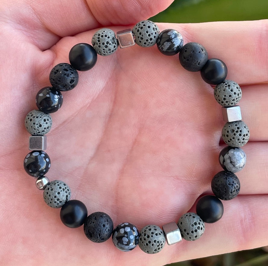 The Triple Action Bracelet with Hematite Cube