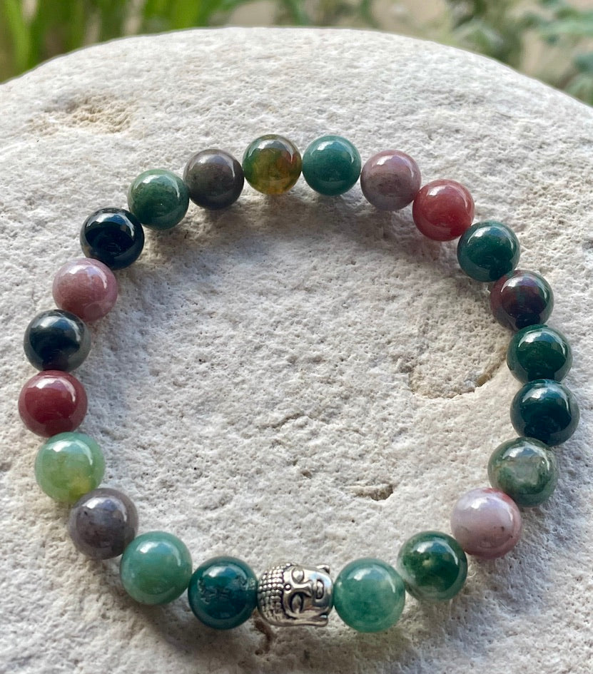 Indian Agate Buddha Head Bracelet - Unisex