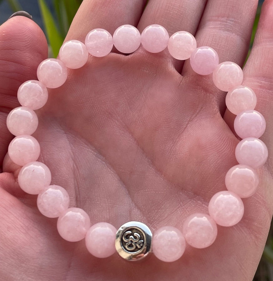 Rose Quartz with Om charm Bracelet