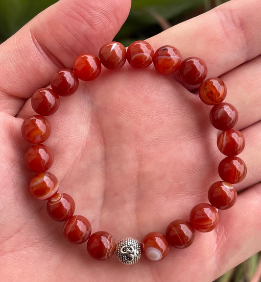 Carnelian Bracelet with Om Charm