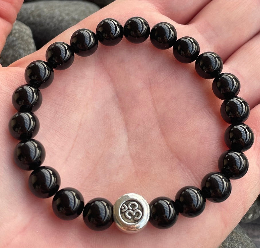 Black Tourmaline Bracelet with Om Charm