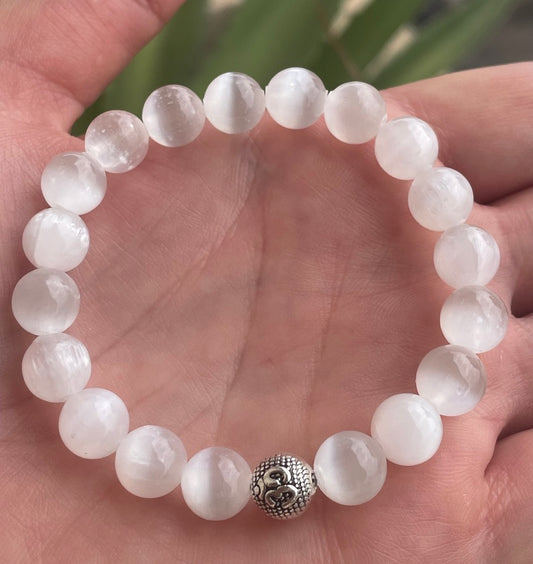 Selenite Bracelet with Om Charm