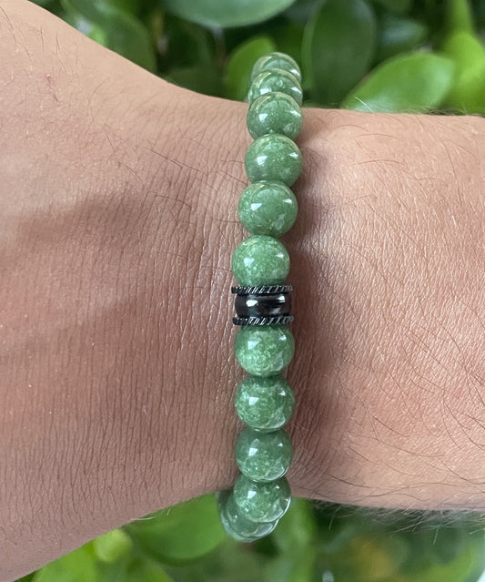 Green Jade Abundance Bracelet with Black Accent